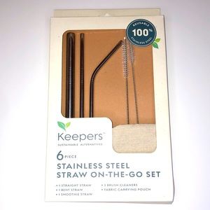 6 Piece Stainless Steel Straw Set